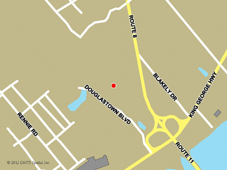 Carte routière indiquant l'emplaçement du bureau Miramichi - Centre Service Canada situé au 139, boulevard Douglastown à Miramichi