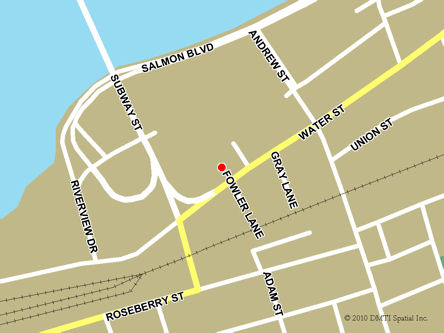 Carte routière indiquant l'emplaçement du bureau Campbellton - Centre Service Canada situé au 157, rue Water à Campbellton
