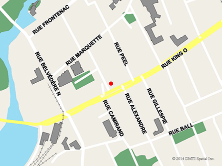 Map indicating the location of Sherbrooke Service Canada Centre at 50 Place de la Cité in Sherbrooke
