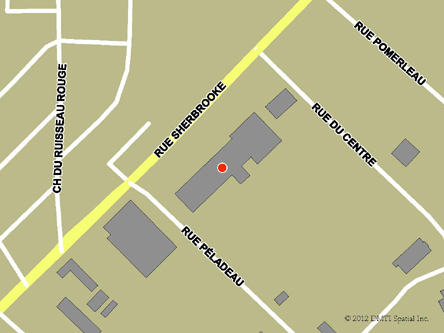 Map indicating the location of Magog Service Canada Centre at 1700 Sherbrooke Street in Magog