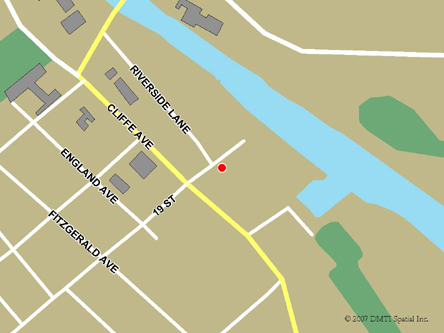 Map indicating the location of Comox Valley Service Canada Centre at 130 19th Street in Courtenay