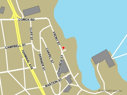 Map indicating the location of Nanaimo Service Canada Centre at 60 Front Street in Nanaimo