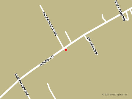 Carte routière indiquant l'emplaçement du bureau Baie-Sainte-Anne - site de services mobiles réguliers situé au 5383, route 117 à Baie-Sainte-Anne